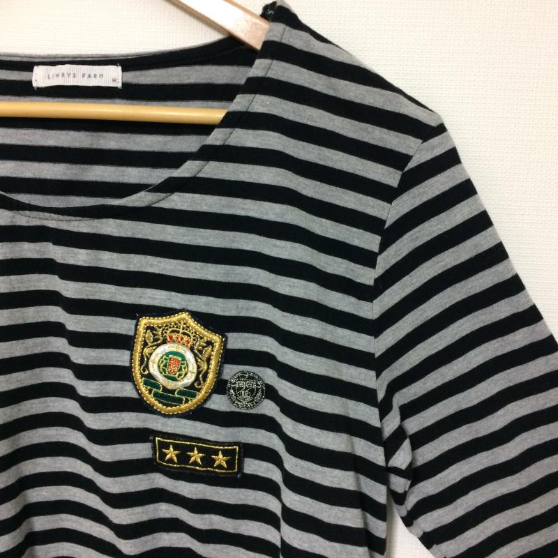 ローリーズファーム LOWRYS FARM カットソー 長袖 M ストライプ X  黒 / ブラック / X 灰 / グレー /  レディース USED 古着 中古 10031071