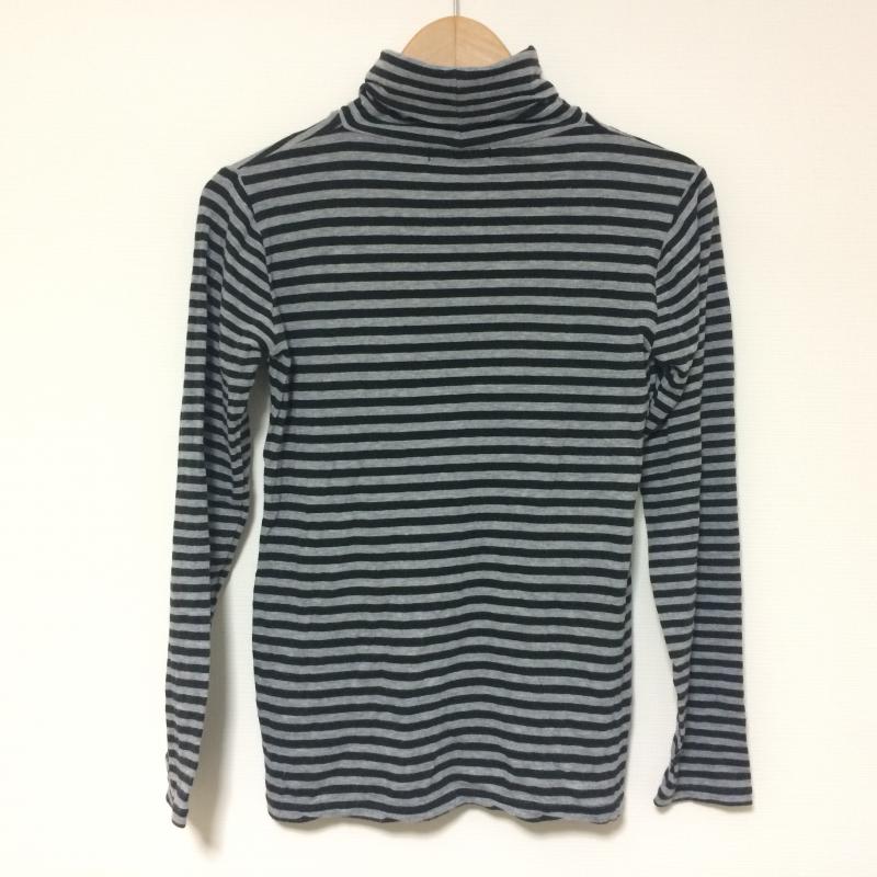 ローリーズファーム LOWRYS FARM カットソー 長袖 タートルネック M ストライプ 黒 / ブラック / X 灰 / グレー /  レディース USED 古着 中古 10031076