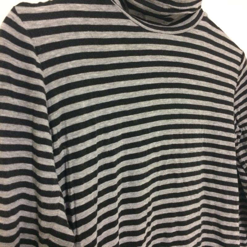 ローリーズファーム LOWRYS FARM カットソー 長袖 タートルネック M ストライプ 黒 / ブラック / X 灰 / グレー /  レディース USED 古着 中古 10031076