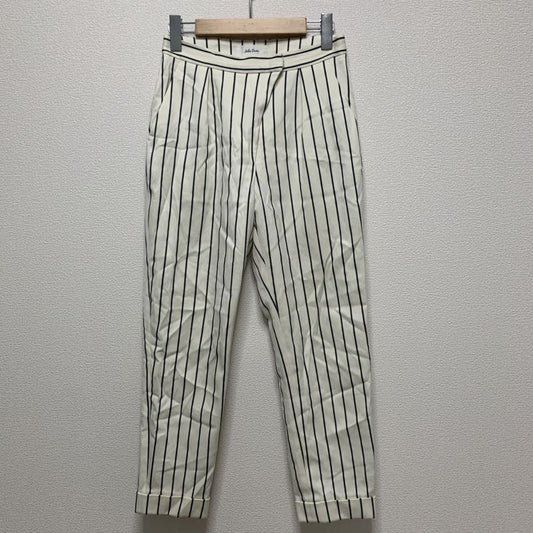 ミラオーウェン Mila Owen パンツ スラックス テーパード 0 ストライプ 白 / ホワイト / X 黒 / ブラック /  レディース USED 古着 中古 10031111