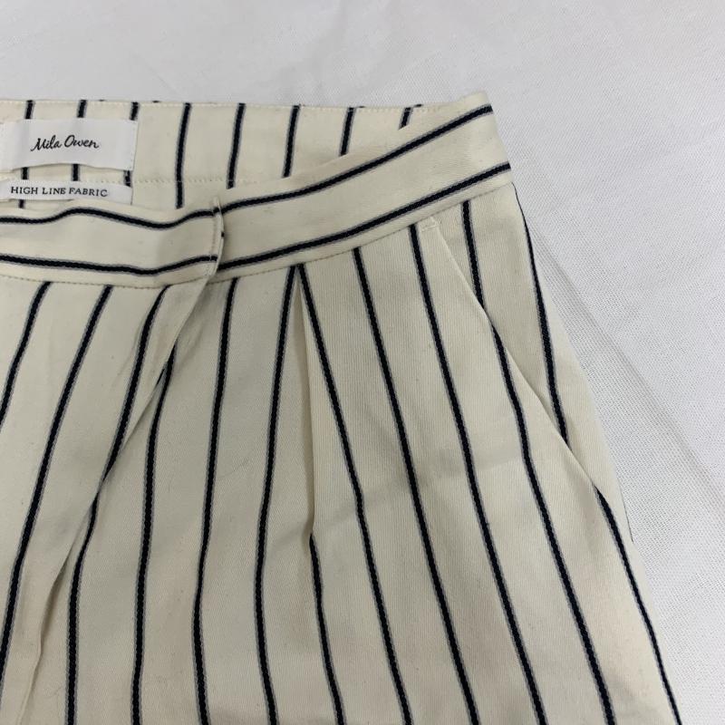 ミラオーウェン Mila Owen パンツ スラックス テーパード 0 ストライプ 白 / ホワイト / X 黒 / ブラック /  レディース USED 古着 中古 10031111