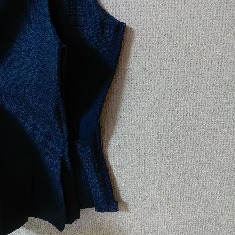 ダズリン dazzlin カットソー 半袖 裾プリーツ M チェック 紺 / ネイビー /  レディース USED 古着 中古 10031142