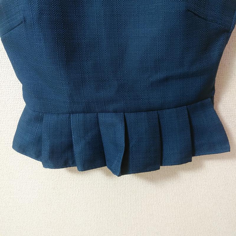 ダズリン dazzlin カットソー 半袖 裾プリーツ M チェック 紺 / ネイビー /  レディース USED 古着 中古 10031142