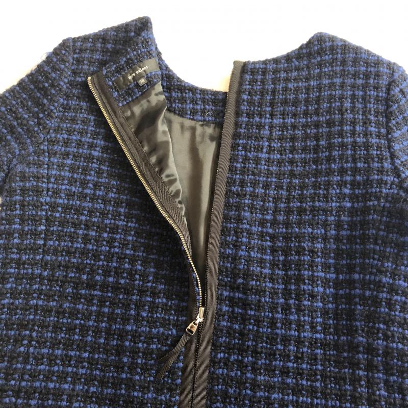 エムズセレクト m's select ワンピース ひざ丈スカート ウール　ツイードワンピース 38 無地 X  青 / ブルー / X 黒 / ブラック /  レディース USED 古着 中古 10031196