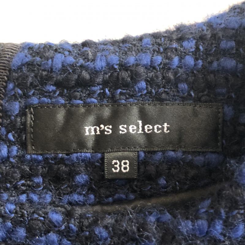 エムズセレクト m's select ワンピース ひざ丈スカート ウール　ツイードワンピース 38 無地 X  青 / ブルー / X 黒 / ブラック /  レディース USED 古着 中古 10031196