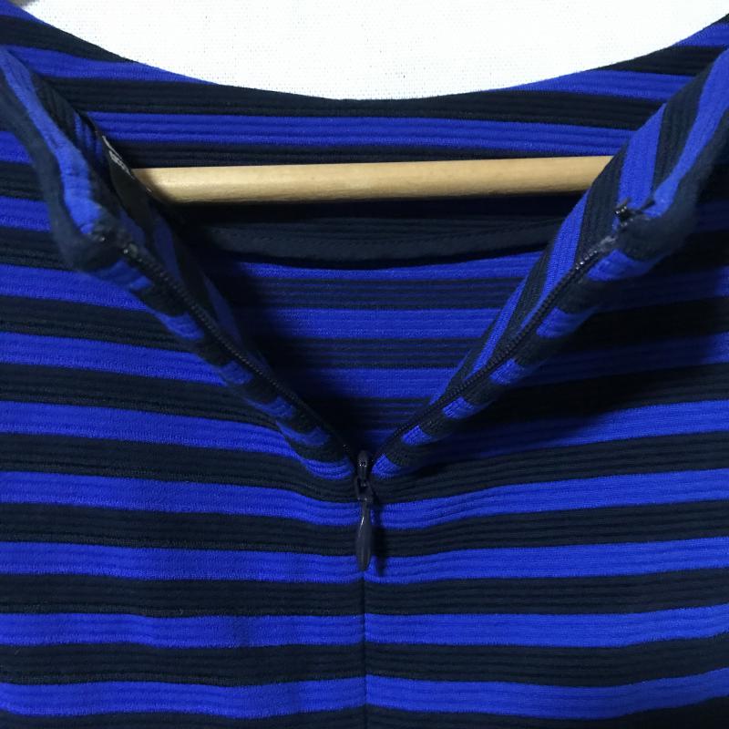 ユニクロ UNIQLO ワンピース ひざ丈スカート M ボーダー柄 黒 / ブラック / X 青 / ブルー /  レディース USED 古着 中古 10031239