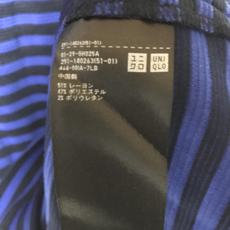 ユニクロ UNIQLO ワンピース ひざ丈スカート M ボーダー柄 黒 / ブラック / X 青 / ブルー /  レディース USED 古着 中古 10031239