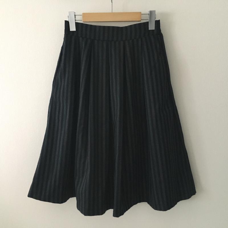 ジーナシス JEANASIS スカート ひざ丈スカート FREE ストライプ 灰 / グレー / X 紺 / ネイビー / X 緑 / グリーン /  レディース USED 古着 中古 10031513