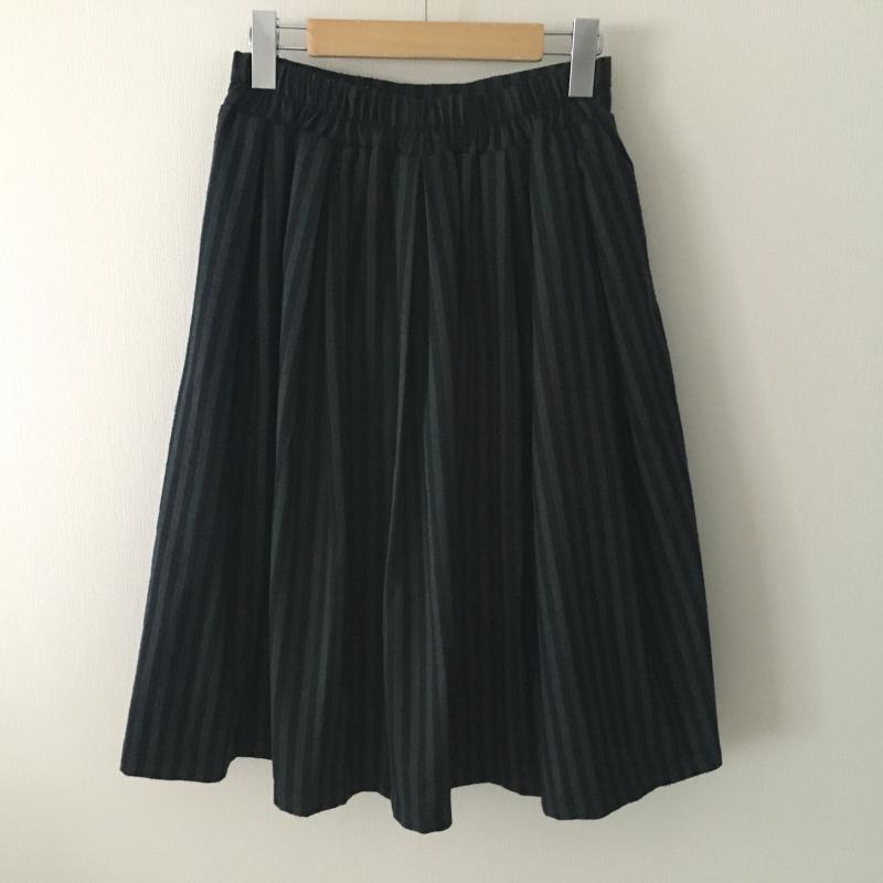 ジーナシス JEANASIS スカート ひざ丈スカート FREE ストライプ 灰 / グレー / X 紺 / ネイビー / X 緑 / グリーン /  レディース USED 古着 中古 10031513