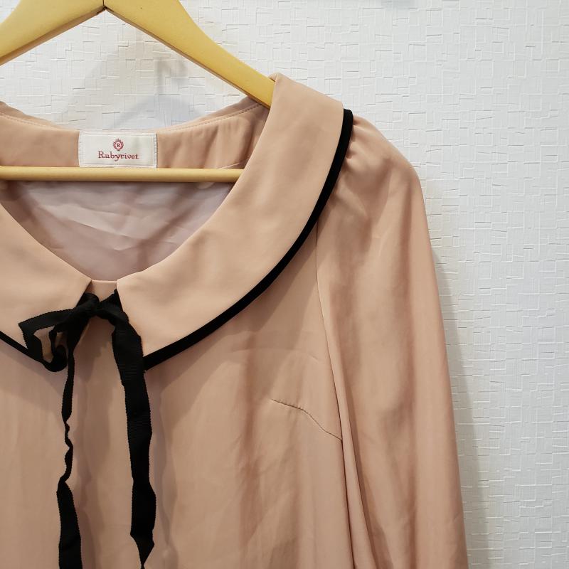 ルビーリベット Rubyrivet ワンピース ひざ丈スカート 36 無地 ベージュ / ベージュ /  レディース USED 古着 中古 10031521