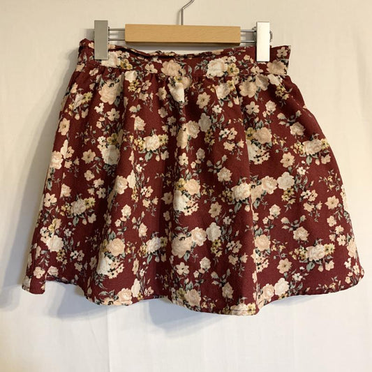 ナイスクラップ NICE CLAUP パンツ キュロット スカートインパンツ 花柄 えんじ / ワインレッド / X 桃 / ピンク / X 黄 / イエロー / X 緑 / グリーン /  レディース USED 古着 中古 10031547