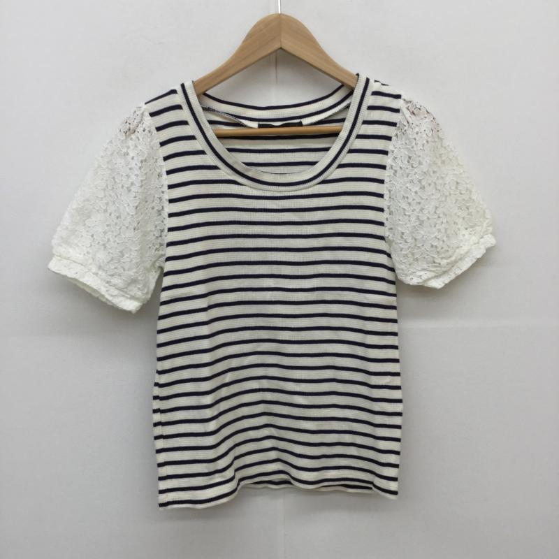 ヘザー Heather カットソー 半袖 FREE ボーダー柄 白 / ホワイト / X 紺 / ネイビー /  レディース USED 古着 中古 10031657