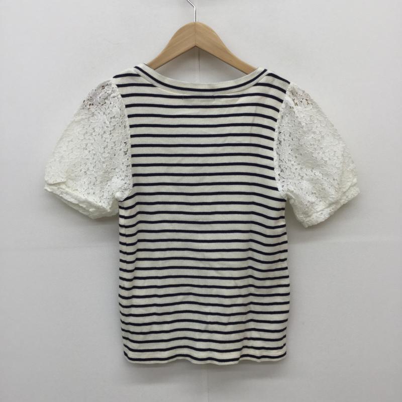 ヘザー Heather カットソー 半袖 FREE ボーダー柄 白 / ホワイト / X 紺 / ネイビー /  レディース USED 古着 中古 10031657