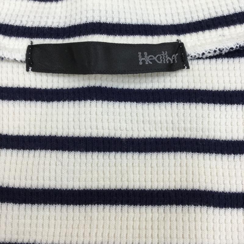 ヘザー Heather カットソー 半袖 FREE ボーダー柄 白 / ホワイト / X 紺 / ネイビー /  レディース USED 古着 中古 10031657