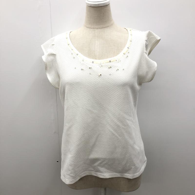 ミッシュマッシュ MISCH MASCH カットソー 半袖 ビジュー付フレンチスリーブカットソー M 無地 白 / ホワイト /  レディース USED 古着 中古 10031712