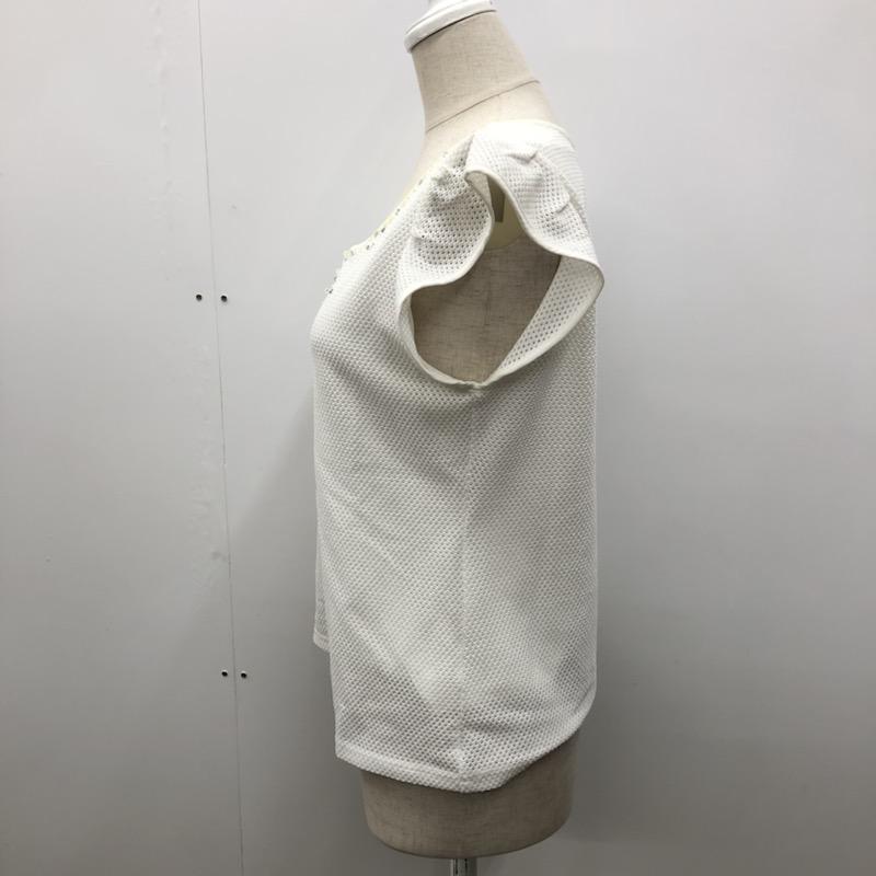 ミッシュマッシュ MISCH MASCH カットソー 半袖 ビジュー付フレンチスリーブカットソー M 無地 白 / ホワイト /  レディース USED 古着 中古 10031712