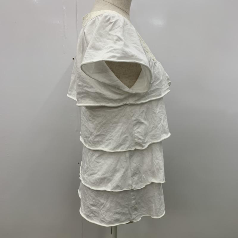 エフデ ef-de カットソー 半袖 無地 フリル レース 9 無地 白 / ホワイト /  レディース USED 古着 中古 10031823