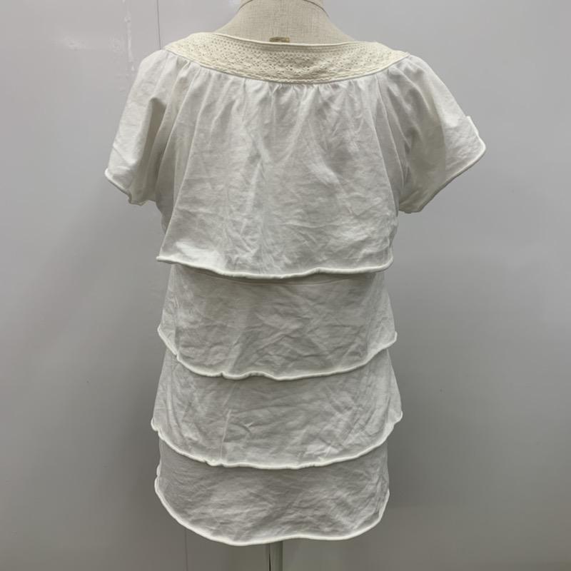 エフデ ef-de カットソー 半袖 無地 フリル レース 9 無地 白 / ホワイト /  レディース USED 古着 中古 10031823