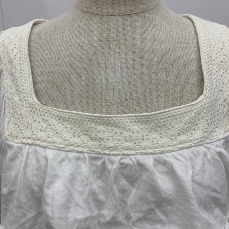 エフデ ef-de カットソー 半袖 無地 フリル レース 9 無地 白 / ホワイト /  レディース USED 古着 中古 10031823