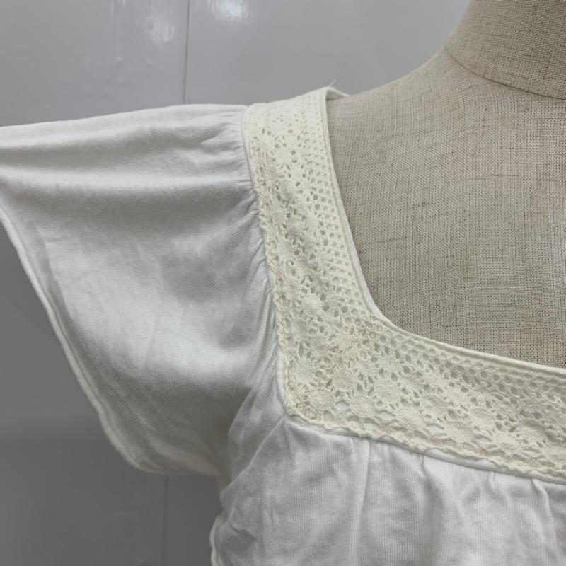 エフデ ef-de カットソー 半袖 無地 フリル レース 9 無地 白 / ホワイト /  レディース USED 古着 中古 10031823