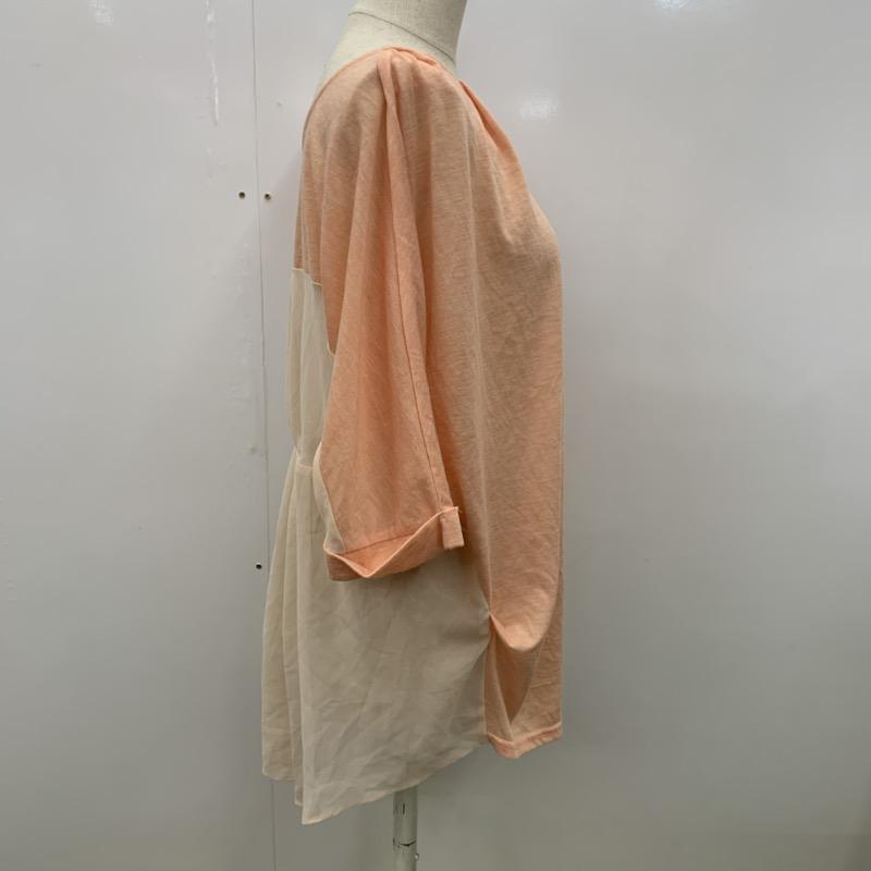 フリーズフレーズ FREE'S PHRASE カットソー 半袖 無地 M 無地 桃 / ピンク / X アイボリー / アイボリー /  レディース USED 古着 中古 10031824