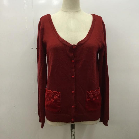 ジルスチュアート JILLSTUART カーディガン 長袖 無地 FREE 無地 赤 / レッド /  レディース USED 古着 中古 10031903