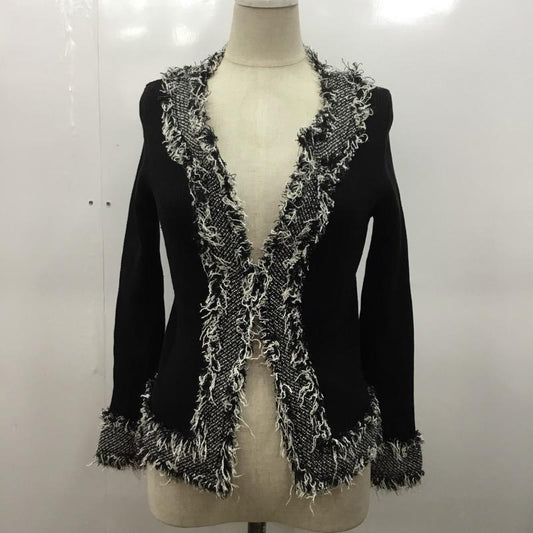 ルスーク LESOUK カーディガン 長袖 無地 リブ 38 無地 X  黒 / ブラック / X 白 / ホワイト /  レディース USED 古着 中古 10031905