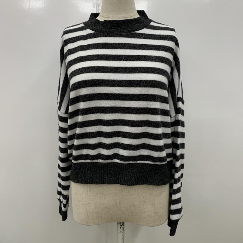 ローリーズファーム LOWRYS FARM カットソー 長袖 ボーダー M ボーダー柄 白 / ホワイト / X 黒 / ブラック /  レディース USED 古着 中古 10032277