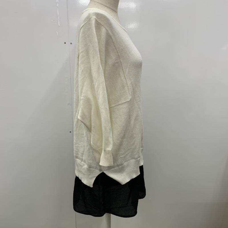 エージーバイアクアガール AGBYAQUAGIRL カットソー 七分袖 無地 切り替え 無地 白 / ホワイト / X 黒 / ブラック /  レディース USED 古着 中古 10032546