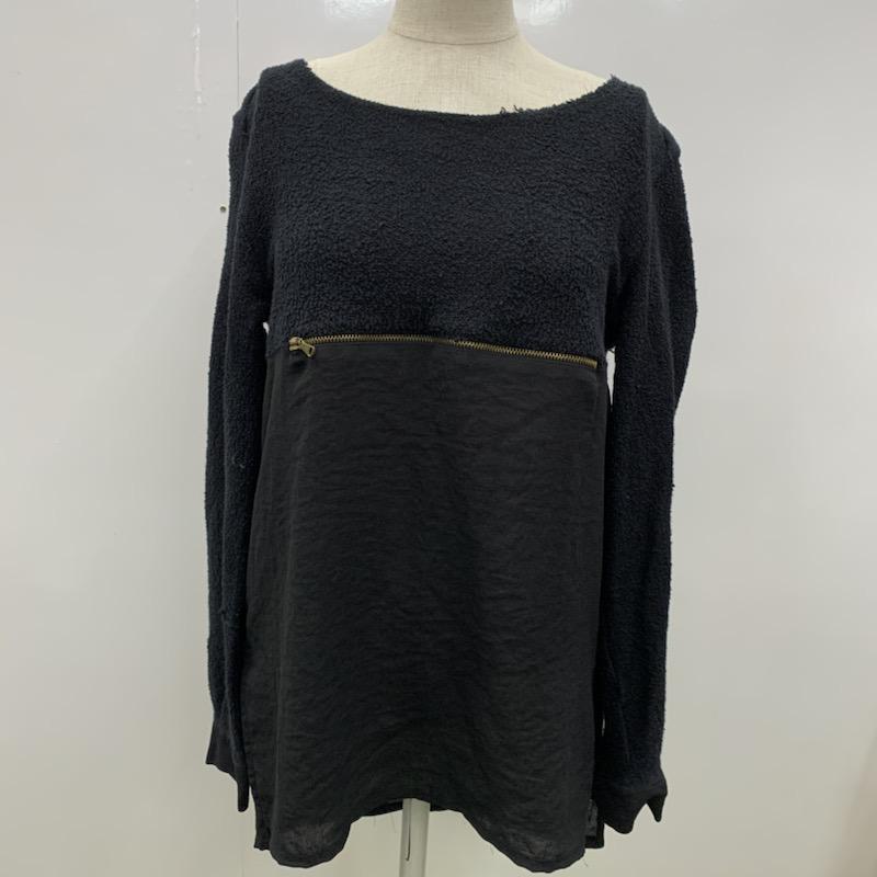 ザラ ZARA カットソー 長袖 無地 切り替え M 無地 黒 / ブラック /  レディース USED 古着 中古 10032550