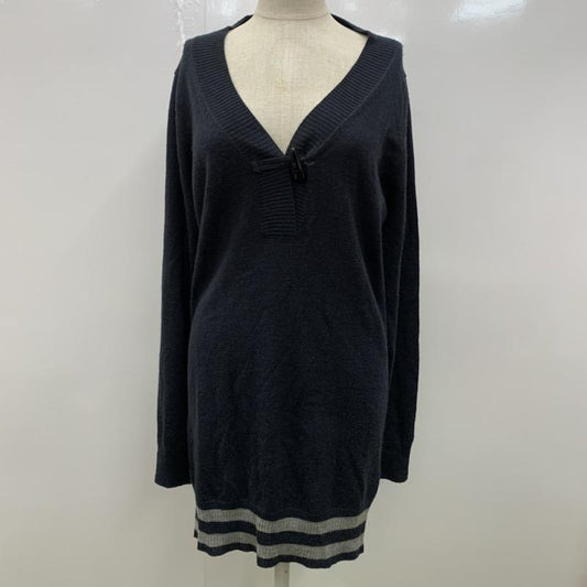 ジーナシス JEANASIS チュニック 長袖 無地 Vネック FREE 無地 灰 / グレー / X 紺 / ネイビー /  レディース USED 古着 中古 10032554