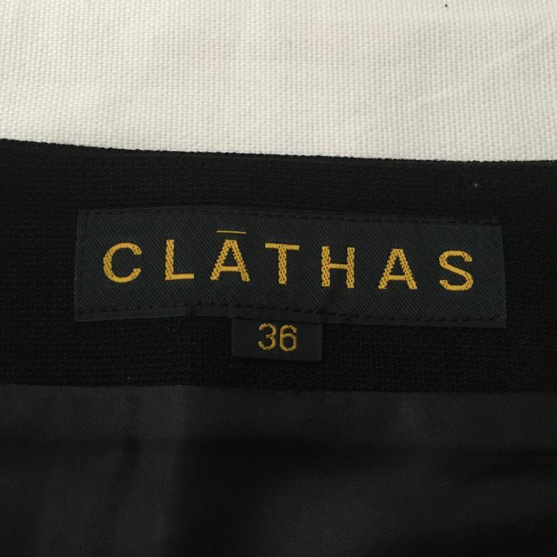 クレイサス CLATHAS スカート ひざ丈スカート リネン混 36 無地 X ワンポイント 黒 / ブラック /  レディース USED 古着 中古 10032866