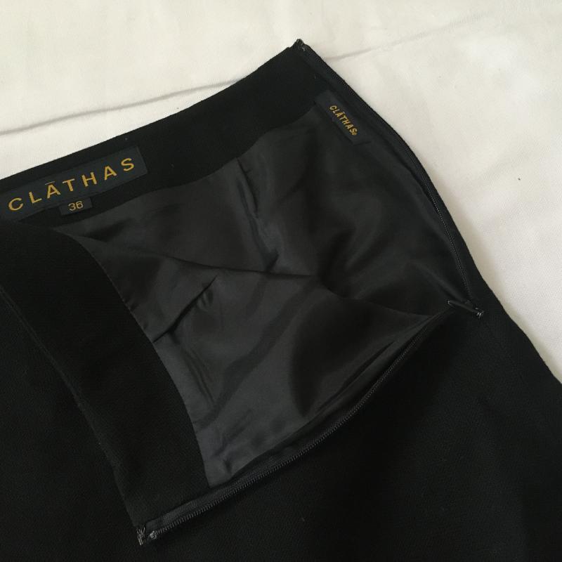 クレイサス CLATHAS スカート ひざ丈スカート リネン混 36 無地 X ワンポイント 黒 / ブラック /  レディース USED 古着 中古 10032866