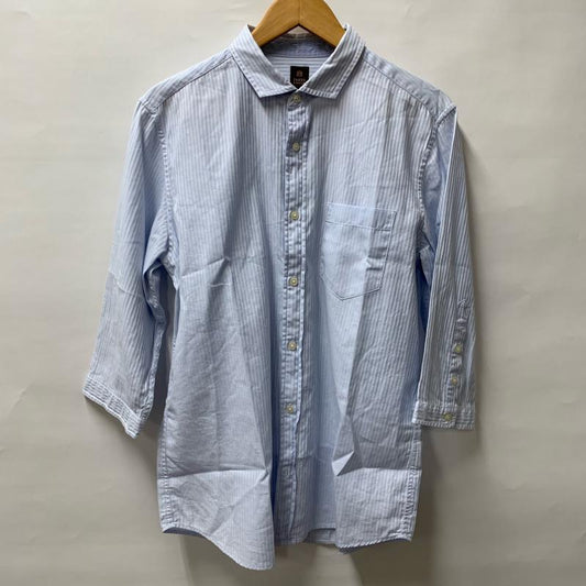 タケオキクチ TAKEO KIKUCHI シャツ、ブラウス 七分袖 七分袖 ストライプ 白 / ホワイト / X 青 / ブルー /  メンズ USED 古着 中古 10032902