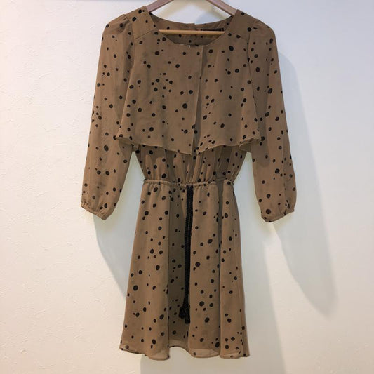 ボルニー BORNY チュニック 長袖 S ドット ベージュ / ベージュ / X 黒 / ブラック /  レディース USED 古着 中古 10033015