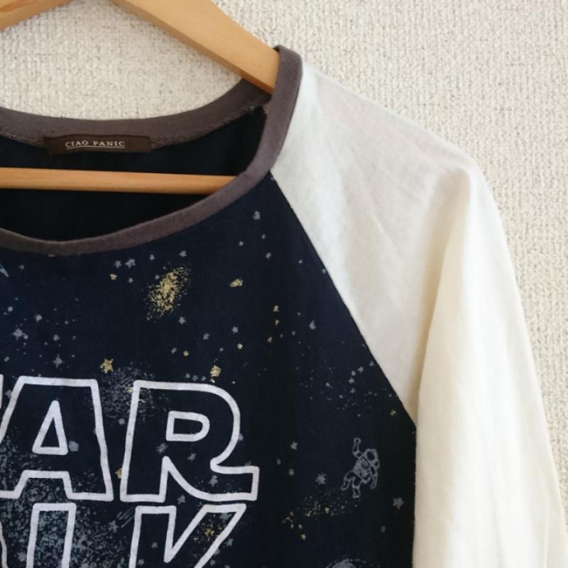 チャオパニック CIAOPANIC カットソー 長袖 M ロゴ、文字 X  紺 / ネイビー / X ベージュ / ベージュ / X 灰 / グレー / X 金 / ゴールド /  レディース USED 古着 中古 10033041