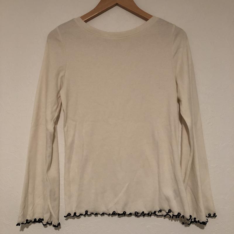 アースミュージックアンドエコロジー earth music&ecology カットソー 長袖 Vネック リブカットソー M 無地 ベージュ / ベージュ / X 黒 / ブラック /  レディース USED 古着 中古 10033046