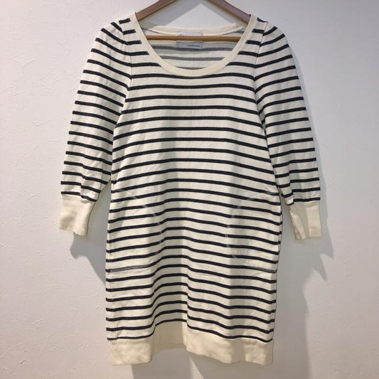 イエナ IENA チュニック 七分袖 ボーダー柄 白 / ホワイト / X 黒 / ブラック /  レディース USED 古着 中古 10033060