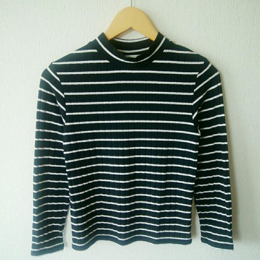 グローブ grove カットソー 長袖 M ボーダー柄 黒 / ブラック / X 白 / ホワイト /  レディース USED 古着 中古 10033087