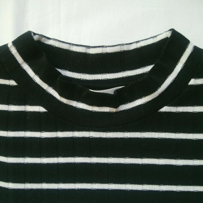 グローブ grove カットソー 長袖 M ボーダー柄 黒 / ブラック / X 白 / ホワイト /  レディース USED 古着 中古 10033087