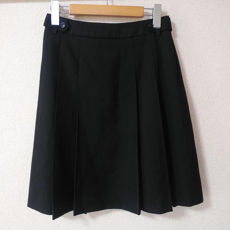 イネド INED スカート ひざ丈スカート 7 無地 黒 / ブラック /  レディース USED 古着 中古 10033111