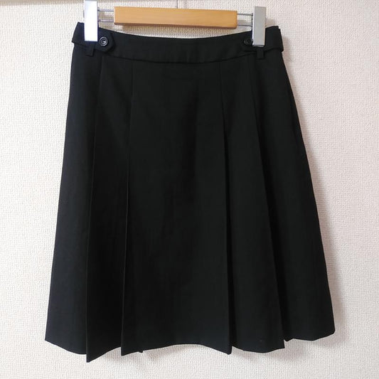 イネド INED スカート ひざ丈スカート 7 無地 黒 / ブラック /  レディース USED 古着 中古 10033111