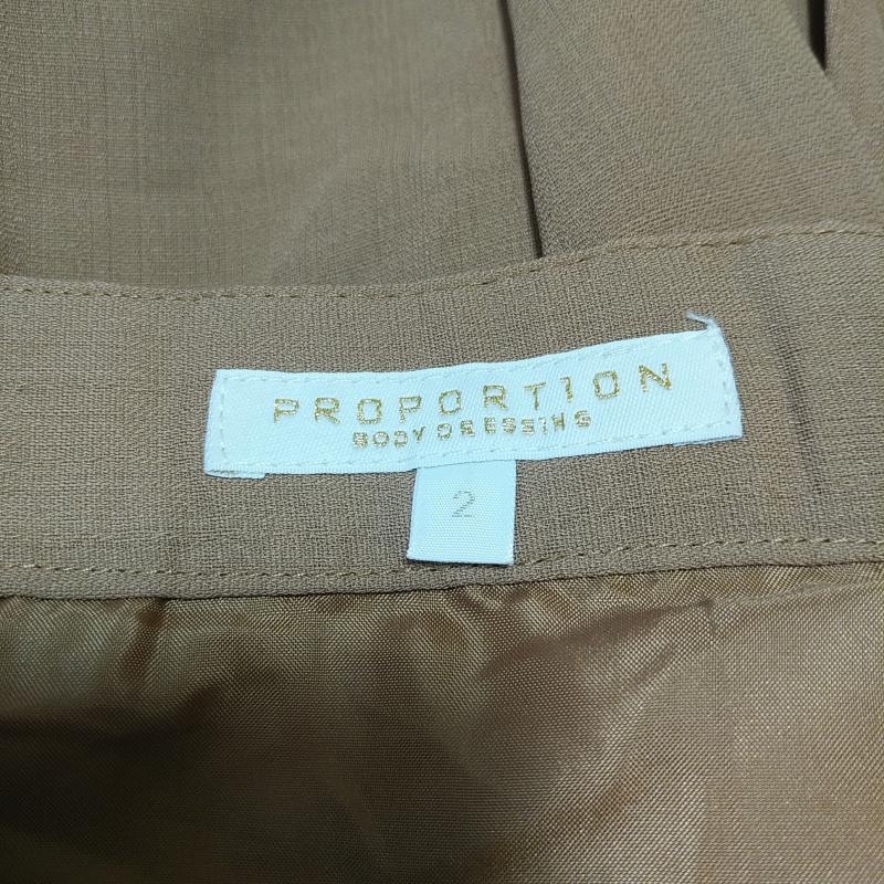 プロポーションボディドレッシング PROPORTION BODY DRESSING スカート ひざ丈スカート プリーツ切り替えフレアスカート 2 無地 茶 / ブラウン /  レディース USED 古着 中古 10033113