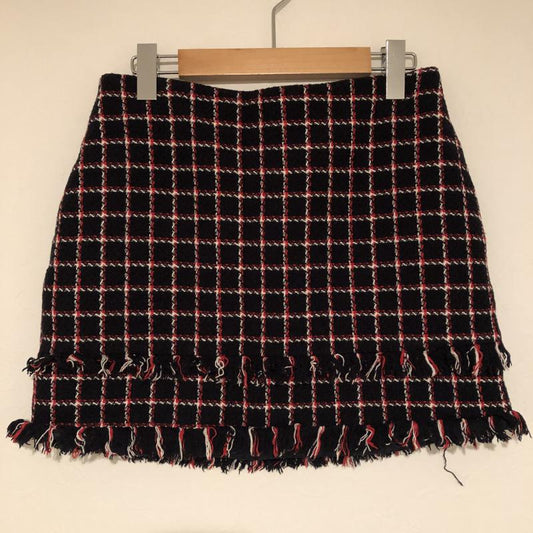ザラベーシック ZARA BASIC スカート ミニスカート カットオフ ツイードスカート M チェック X  黒 / ブラック / X 白 / ホワイト / X 赤 / レッド /  レディース USED 古着 中古 10033145
