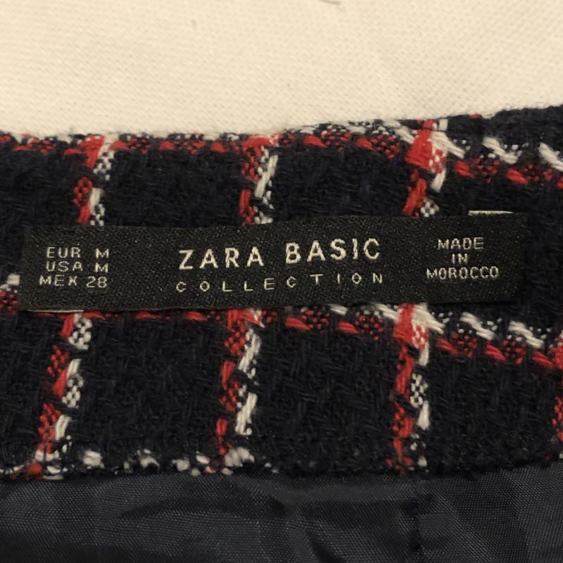 ザラベーシック ZARA BASIC スカート ミニスカート カットオフ ツイードスカート M チェック X  黒 / ブラック / X 白 / ホワイト / X 赤 / レッド /  レディース USED 古着 中古 10033145