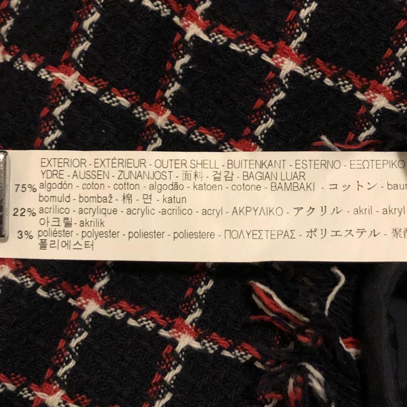 ザラベーシック ZARA BASIC スカート ミニスカート カットオフ ツイードスカート M チェック X  黒 / ブラック / X 白 / ホワイト / X 赤 / レッド /  レディース USED 古着 中古 10033145