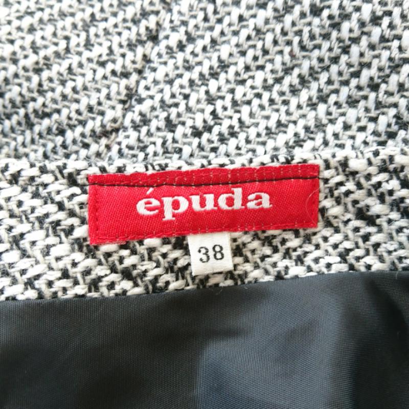 イプダ epuda ワンピース ひざ丈スカート 38 無地 白 / ホワイト / X 黒 / ブラック /  レディース USED 古着 中古 10033186