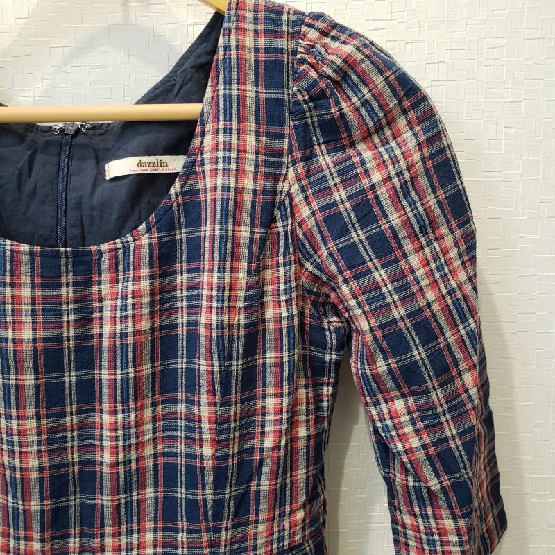 ダズリン dazzlin ワンピース ミニスカート S チェック 紺 / ネイビー / X 赤 / レッド / X 白 / ホワイト /  レディース USED 古着 中古 10033234