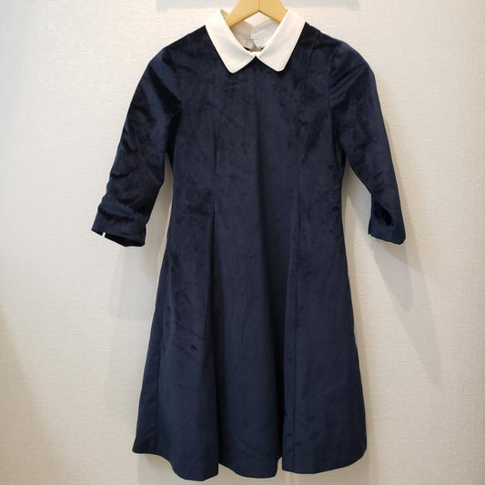 ダズリン dazzlin ワンピース ひざ丈スカート S 無地 紺 / ネイビー / X 白 / ホワイト /  レディース USED 古着 中古 10033235