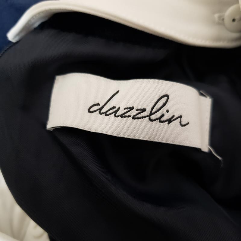 ダズリン dazzlin ワンピース ひざ丈スカート S 無地 紺 / ネイビー / X 白 / ホワイト /  レディース USED 古着 中古 10033235